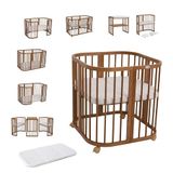 Waldin Multifunctioneel 7 in 1 Babybed / peuterbed incl. matras - vintage