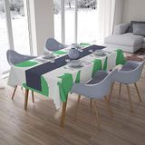 Bonamaison Tafelkleed, Anti-Mold, Sneldrogend, Waterdicht, 100% Polyester Tafellaken, Petroleum Groen, Wit, 140 x 200 Cm