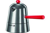 ILSA Pop Carmencita Espressomachine van aluminium, rode handgreep, koppen 1, zilver
