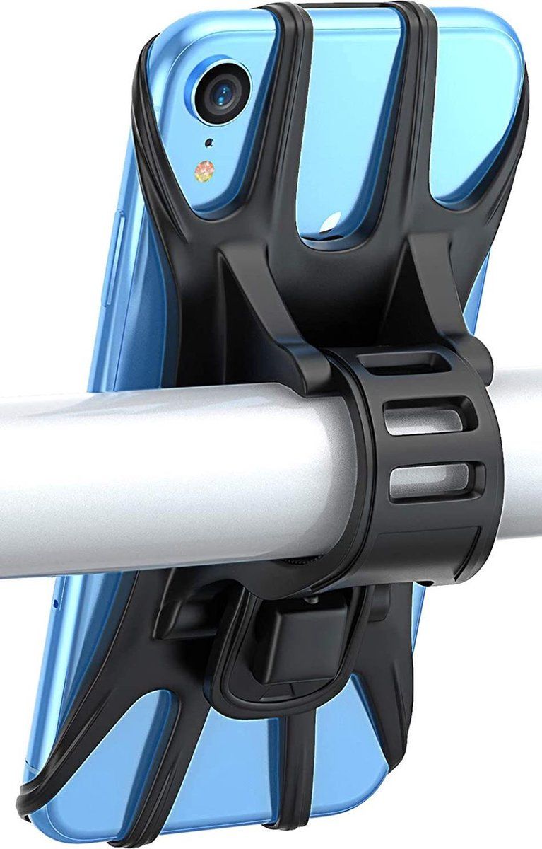Opline Dovon fiets siliconen stuurhouder voor mountainbike en motorfiets - Zwart