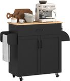 HOMCOM Keukenwagen - Spaanplaat - 105x36x85cm - Zwart