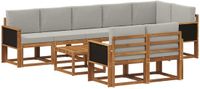 vidaXL - Hoek loungeset - Polyester - Naturel en lichtgrijs