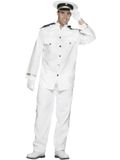 Captain Smiffys Kapitein kostuum, wit, met jas, broek, pet en handschoenen, wit, M