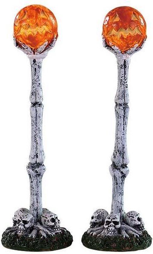 Lemax Lighted Lantern Bone Post Set of 2