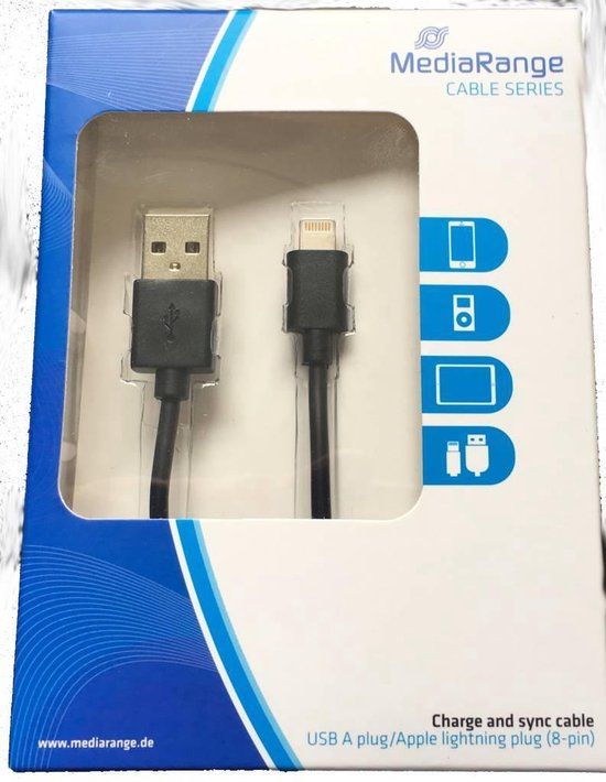 MediaRange MRCS137 mobiele telefoonkabel USB A Lightning zwart 1,2 m