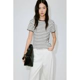 Mango gestreept T-shirt - zwart