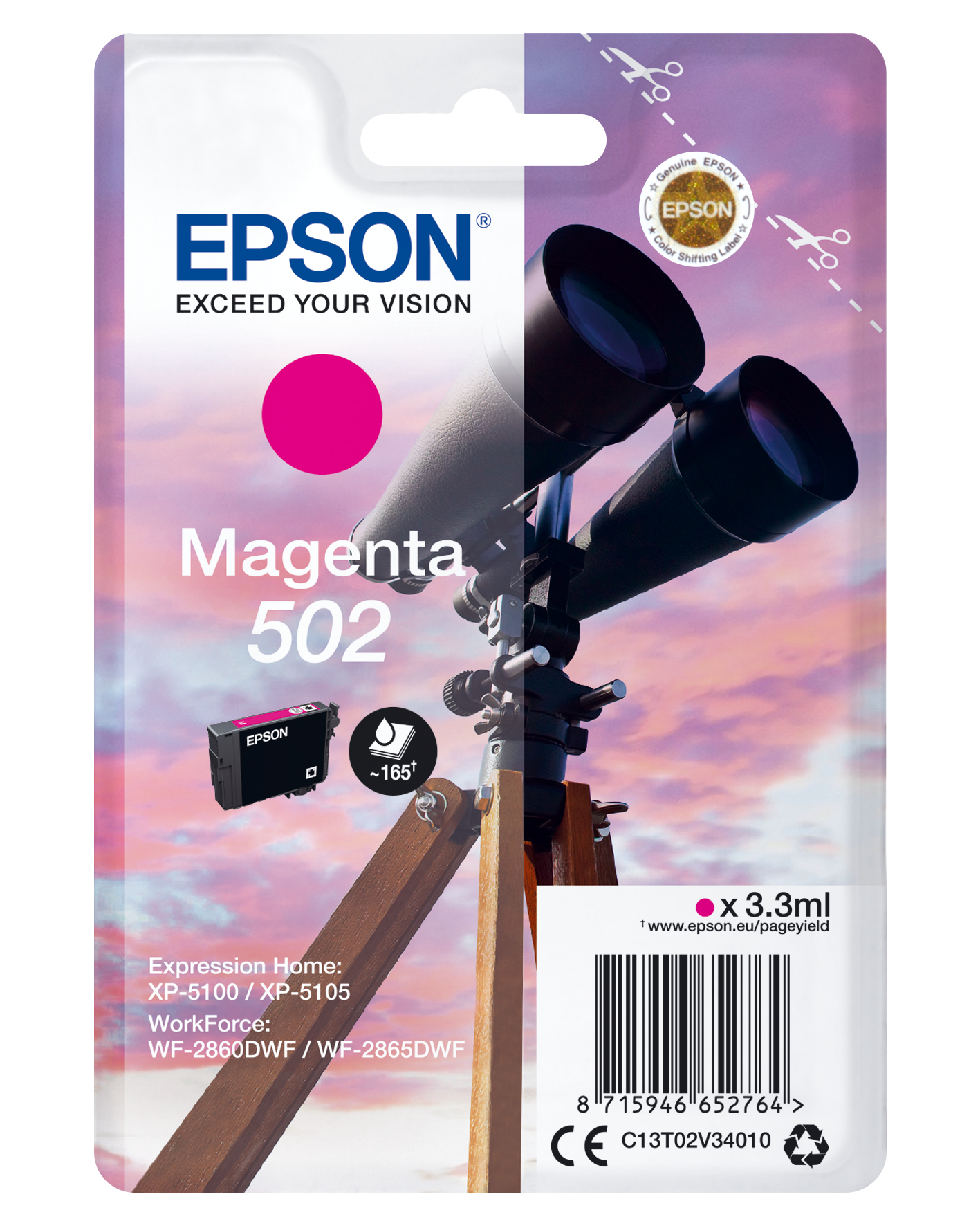 Epson 502 Magenta inktcartridge - C13T02V34010