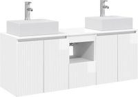 vidaXL Badkamerkastenset 3 st Hoogglans Wit 129 x 41 x 79,5 cm