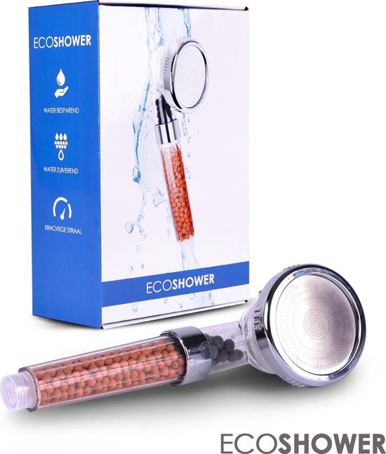 Innovision EcoShower ECOSHOWER Waterbesparende Douchekop - Incl. Slang, Wandhouder & Filter Van Mineraalballetjes