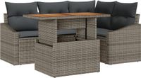 vidaXL Tuinbank Set 5-delig Grijs Polyrattan