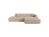 Canapé d'angle droit ouvert 5 places en velours côtelé beige