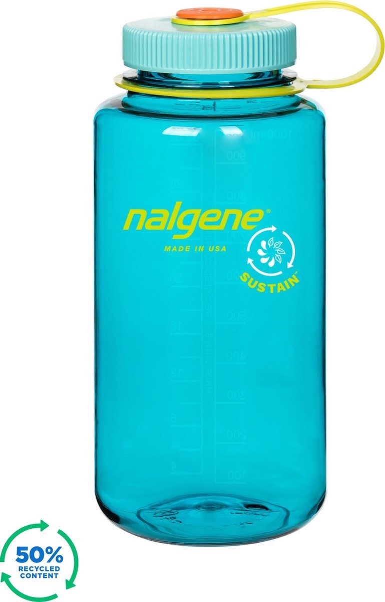 Nalgene Sustain Wide Mouth 1000ml - drinkfles - Cerulean Sustain