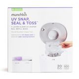 Munchkin UV Snap, Seal & Toss Luieremmer Refill Zakken, Houdt 600 Luiers, 20 Count