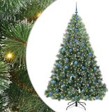 vidaXL Sapin de Noël artificiel avec 300 LED, pied, Vert, 210 cm, PE et PVC