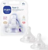 MAM Spenen Maat 3 voor 4+ Maanden, Fast Flow met SkinSoft Silicone, Past op Alle Babyflessen, Babyvoeding Essentials, Pack van 2