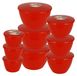 Set de 9 paniers vapeur en matière recyclée avec couvercle, couleur rouge