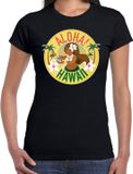 Bellatio Decorations Shoppartners Bv Hawaii feest t-shirt / shirt Aloha Hawaii voor dames - zwart - Hawaiiaanse party outfit / kleding/ verkleedkleding/ carnaval shirt XS