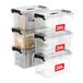 Cetomo 20L x 6 opbergdozen, draag plastic opbergdoos met deksels, organiserende container met handvat en veilige vergrendelende gespen, stapelbaar, nestbaar, draagtas voor thuiskantoor kleding
