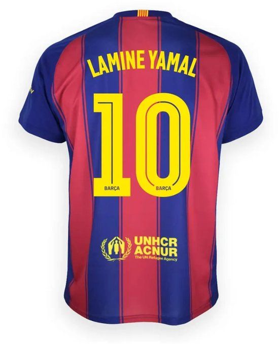 FC Barcelona Lamine Yamal Kids Football Kit - Official Fan Merchandise - Shirt + Shorts - Size 164