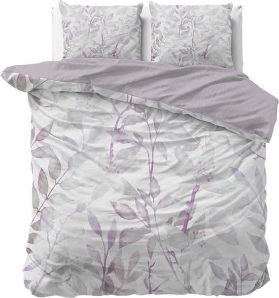 Sleeptime Water Leaves Dekbedovertrek - Tweepersoons - 200x200/260 cm - Wit