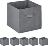 Merkloos Relaxdays Opbergmand, Set van 6, Lichtgrijs, Stof, 19 Liter, Opvouwbaar