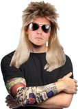 Boland Rocker/biker set pour hommes - Carnaval perruque blonde - avec 2 manches tatouage West coast tribal