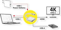 ROLINE Adaptateur d'écran USB Type C - HDMI, USB 3.2 Gen 1 Type A, Type C PD