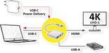 ROLINE Adaptateur d'écran USB Type C - HDMI, USB 3.2 Gen 1 Type A, Type C PD