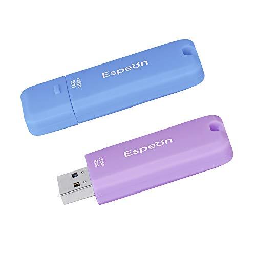 Espeon 2-Pack 64GB USB 3.0 Flash Drive, Macaroon kleuren - Lichtblauw, Licht Violet - ESP64G2PKM