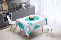 Bonamaison Tafelkleed, Anti-Mold, Sneldrogend, Waterdicht, 100% Polyester Tafellaken, Turkoois, wit, 140 x 140 Cm