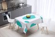 Bonamaison Tafelkleed, Anti-Mold, Sneldrogend, Waterdicht, 100% Polyester Tafellaken, Turkoois, wit, 140 x 140 Cm