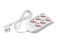 ROSI RS94124 Emilia stekkerdoos 6-zits wit 6-voudig Schuko biv 10/16A
