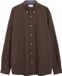 s.Oliver - Hommes - Coupe droite : Chemise à structure fine et col boutonné - Brun foncé - Manches longues - Coton - XL