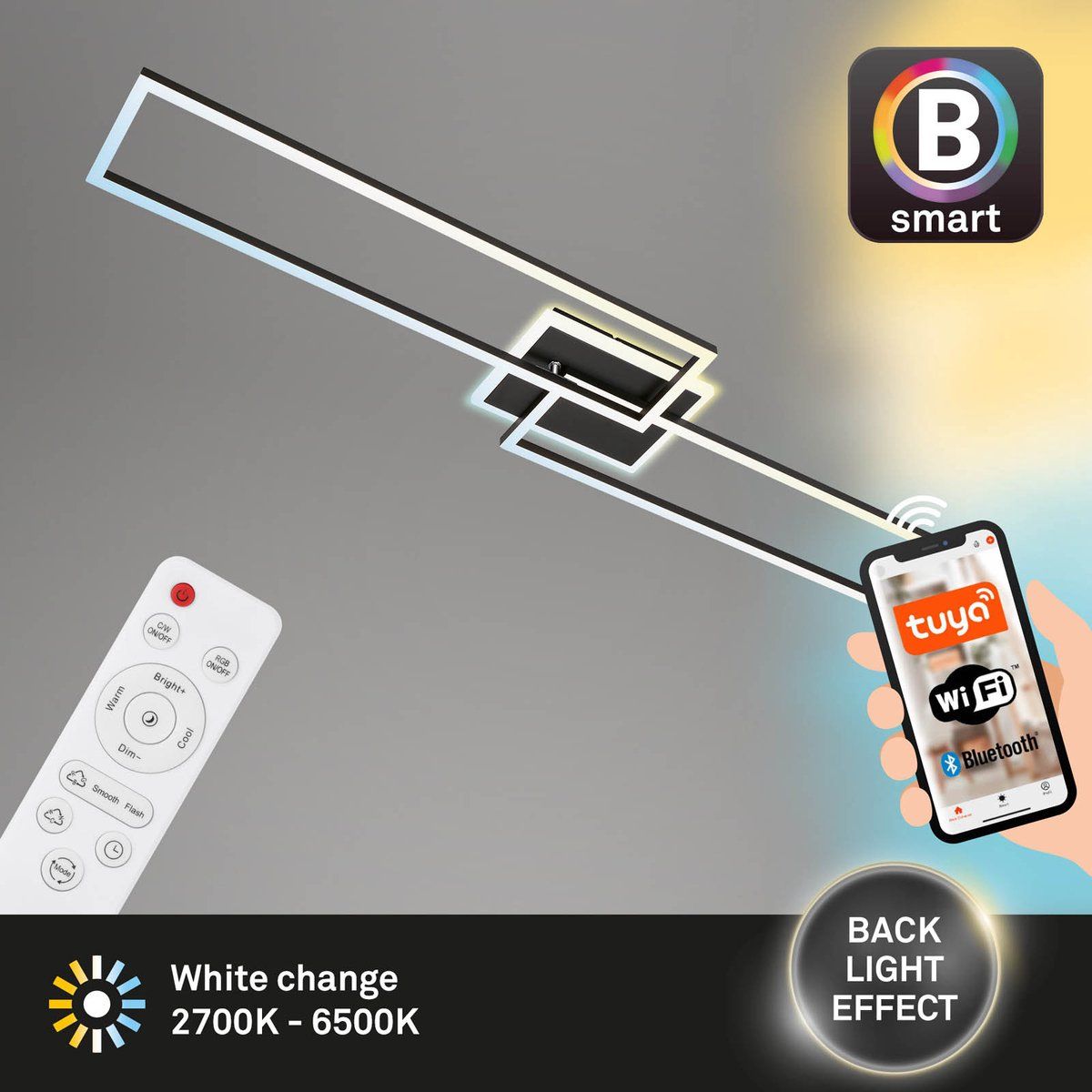Briloner FRAME S - LED Plafondlamp - 40W - Dimbaar - CCT - Wifi - 110cm