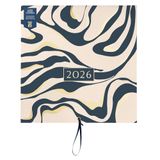 Busy B Grote familie-wandkalender 2026 - houtskoolmarmer ontwerp met 5 kolommen en opbergvakken - maandkalender 2026 voor drukke gezinnen met kleurgecodeerde stickers - 30,5 x 30,5 cm