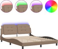 vidaXL Bedframe met LED-verlichting, zonder matras, "Zadar", cappuccino, 160x200 cm