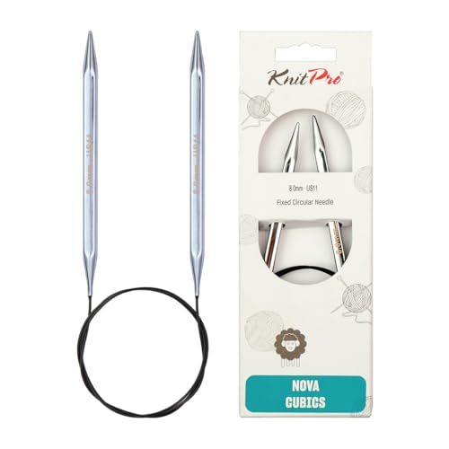 KnitPro 120 cm x 8 mm Nova Cubics vaste rondnaalden, glanzend messing