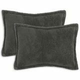 vidaXL - Taie d'oreiller - 2 pièces - BOIS - Gris foncé - 50 x 80 cm - Bouclé