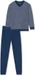 Schiesser Pyjama lang - Comfort Essentials - Heren Pyjamaset - Blauw - 3XL