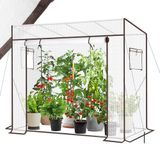 Sekey Tuinkas met oprolbare ingang, tomatengroenten, broeikas, broeikas voor tomaten, 200 x 77 x 146/170 cm