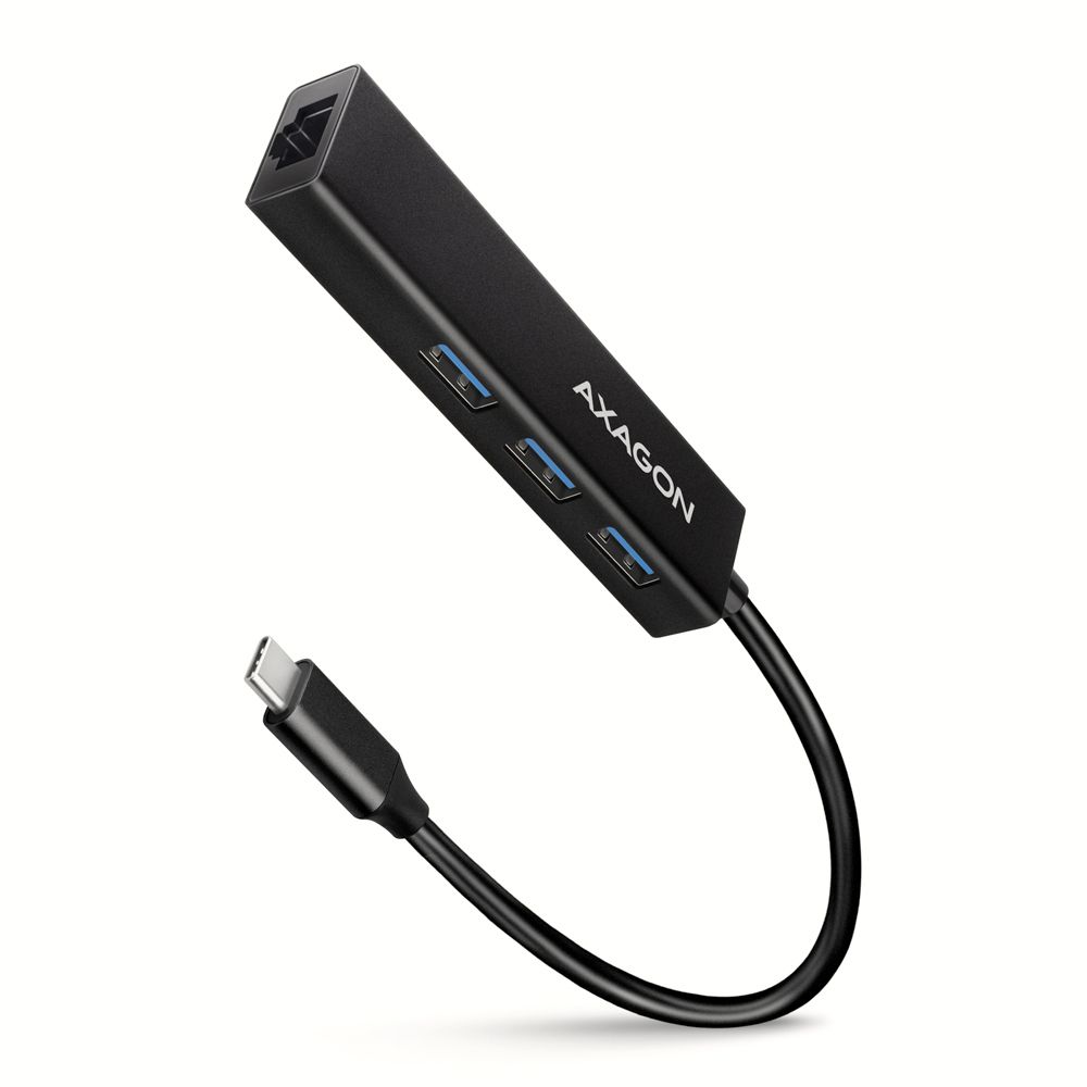 Axagon HMC-GL3A USB-C Hub - 3x USB-A, Gigabit LAN, Black