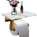 Toiletpapierhouder Geborsteld goud, midden 20 x 12 cm toiletpapierhouder met natuurlijke marmeren plank