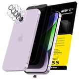 NEW'C 3 x Privacy Screen Protector voor iPhone 14 (6,1 inch) en 3 x Camera Lens Protector