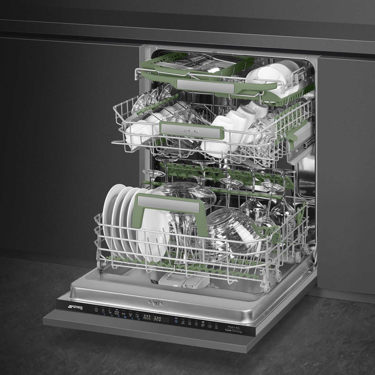 Smeg STL7324AQL Vaatwasser Volledig Ingebouwd 14 Couverts Zwart