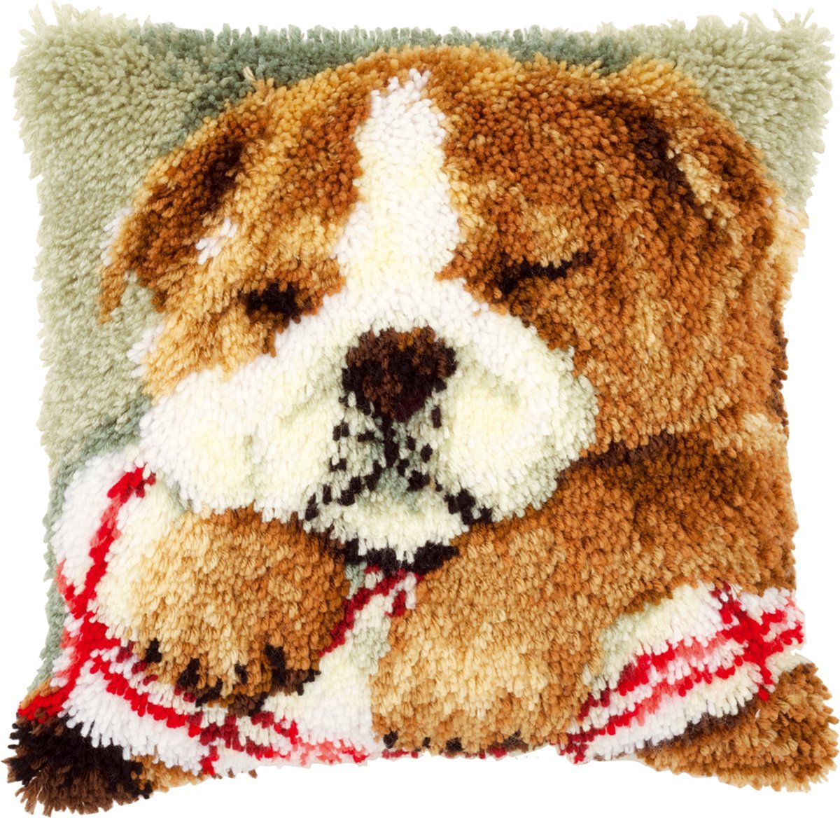 VERVACO Knooppakket Tapijt Handwerken Pakket SLAPENDE BULDOG Smyrna Knopen Pakket 40 x 40 cm