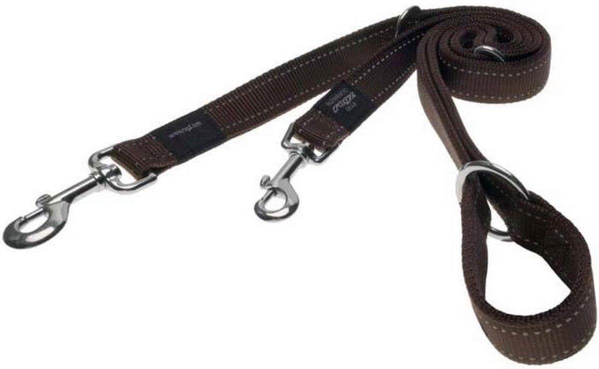 ROGZ FOR DOGS Rogz Nitelife Multi-Purpose Hondenriem - 2 m - Bruin - S