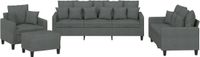 vidaXL 4-delige Loungeset met kussens stof donkergrijs