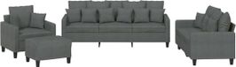 vidaXL 4-delige Loungeset met kussens stof donkergrijs