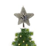 Decoris Bellatio decorations Kerstboom piek - ster - zilver - kunststof - 23 cm