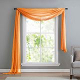 Dwarsbehang Vrije hand decoratie van transparante voile, de ideale aanvulling op onze gordijnen, 140x600, Orange, 560